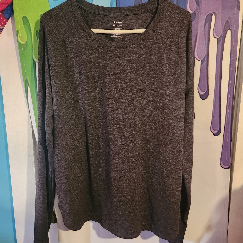 XXL, Members Mark, Heathered Gray, Long Sleeve Shirt With Thumbholes